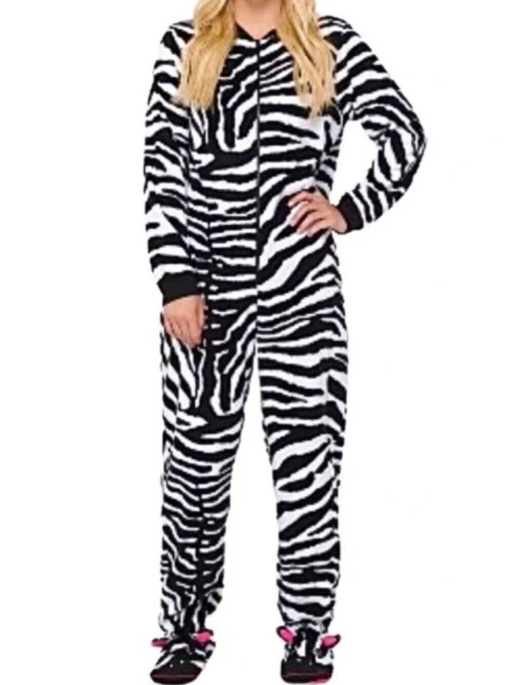 Nick & Nora Zebra Print Footed Pajamas | Medium